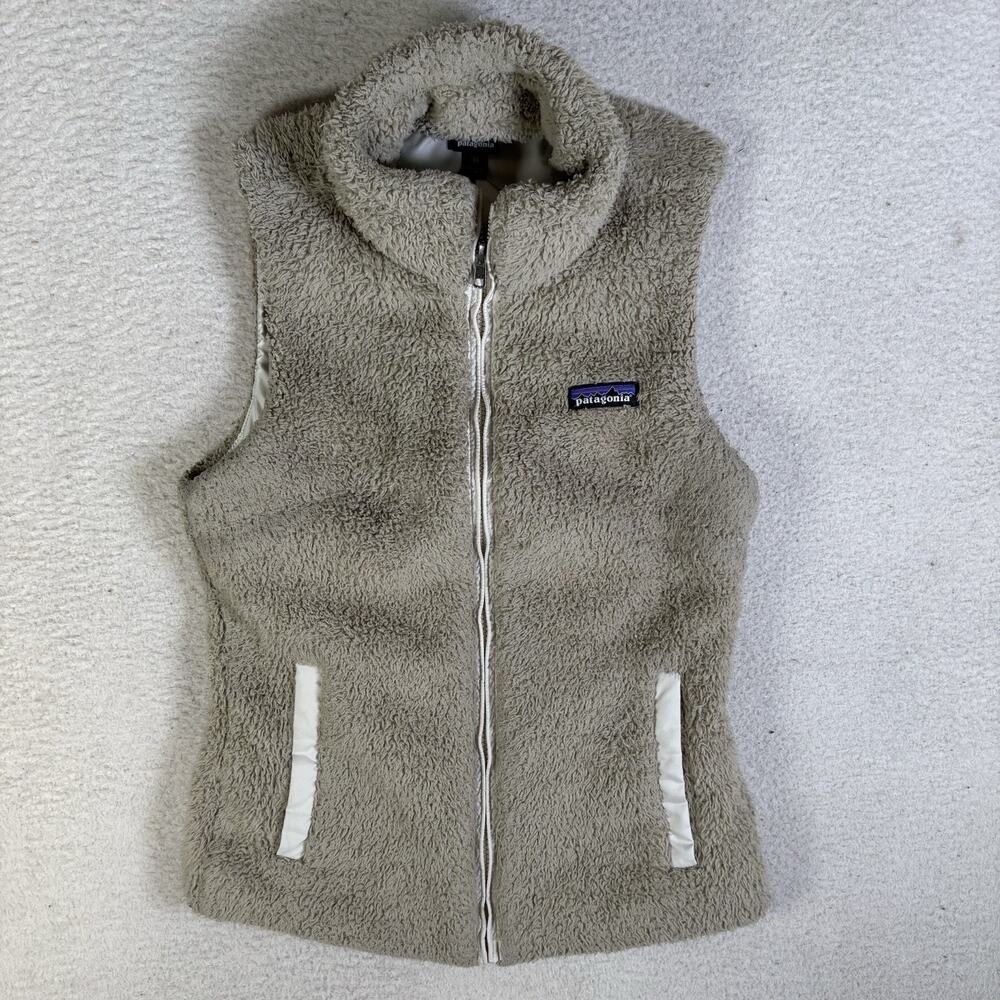 Patagonia Los Gatos Fleece Vest Womens XS Beige Fuzzy Teddy Fleece Outdoor Hike